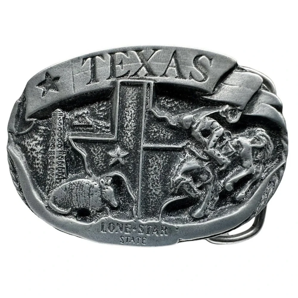 Texas Lone Star Trophy Belt Buckle Antique Nickel 3
